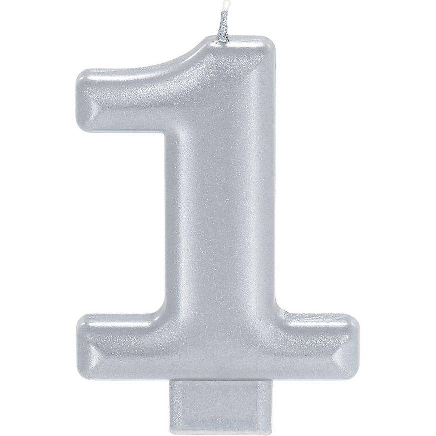 Party City Number 1 Birthday Candle (2 1/4 in x 3 1/4 in/silver)