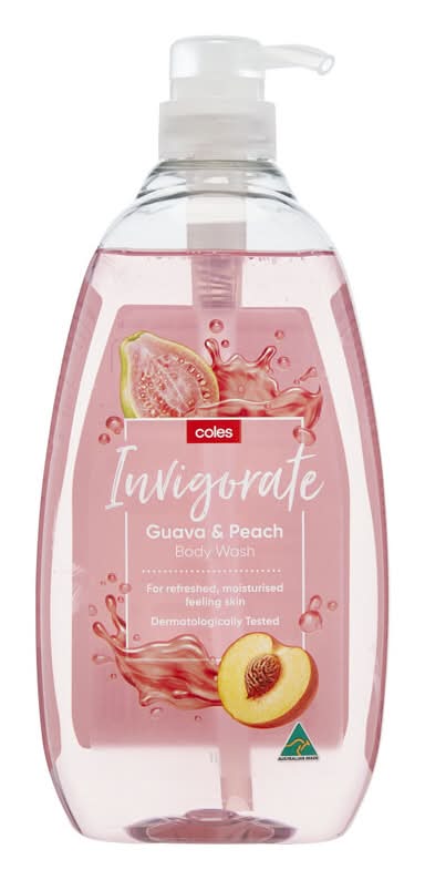 Coles Invigorate Body Wash, Guava-Peach (1L)