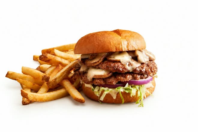 Mushroom Swiss Smashed Burger