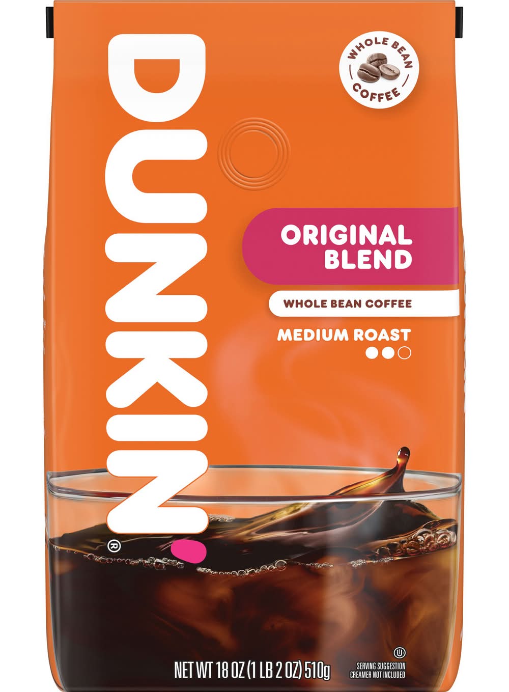 Dunkin' Medium Roast Whole Bean Original Blend Coffee (18 oz)