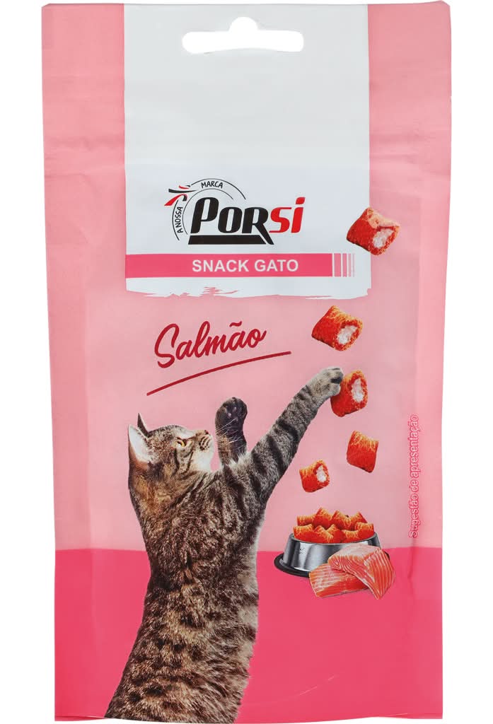 Porsi - Snack gato salmao, embalagem de 60g