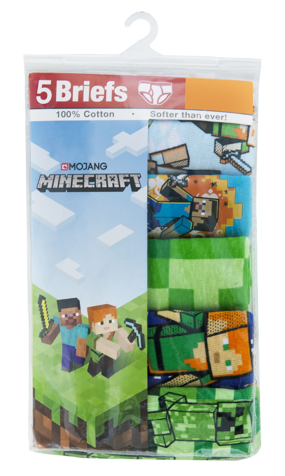 Minecraft 100% Cotton Boys' Briefs Underwear, 6 (5 ct)