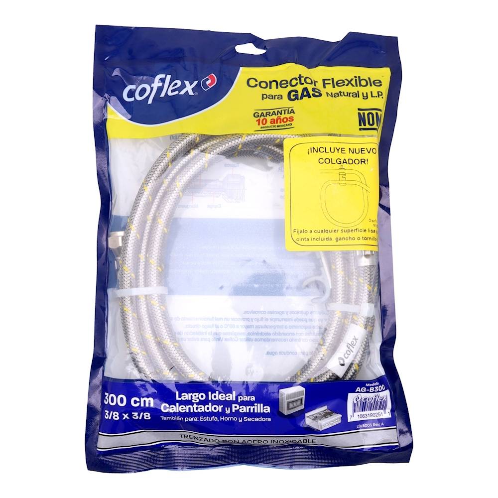 Coflex · Conector flexible para gas natural, 3/8 x 3/8" 300 cm