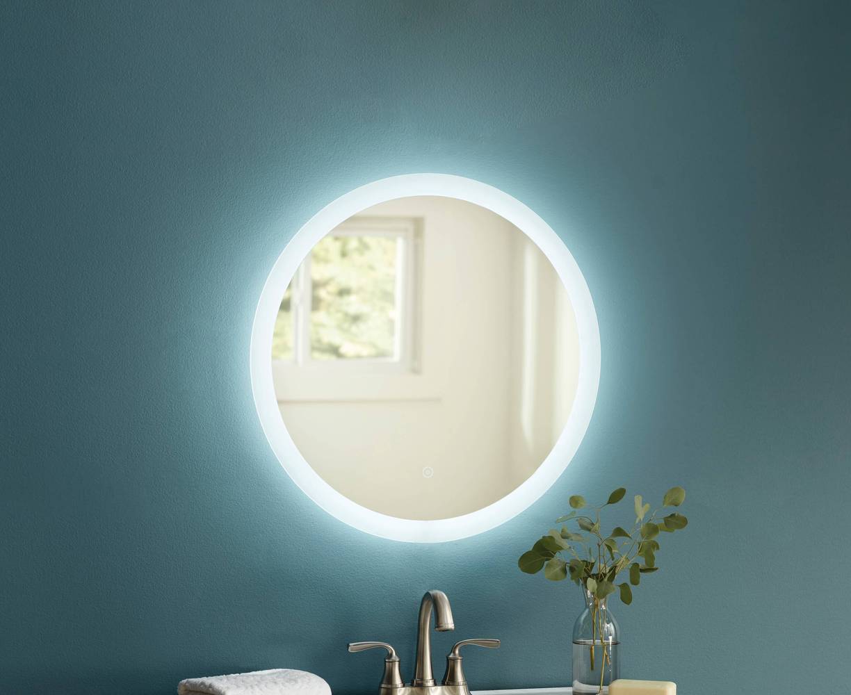 allen + roth 22-in x 22-in Frameless Round Dimmable LED Lighted Fog Free Bathroom Vanity Mirror (Clear) | 2694674