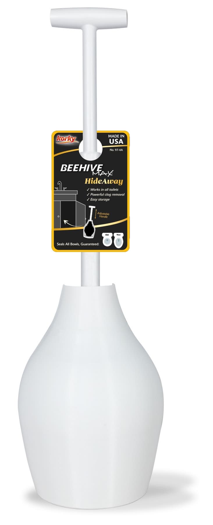 Korky 6-in White Rubber Plunger with Storage Caddy Included 14-in Handle