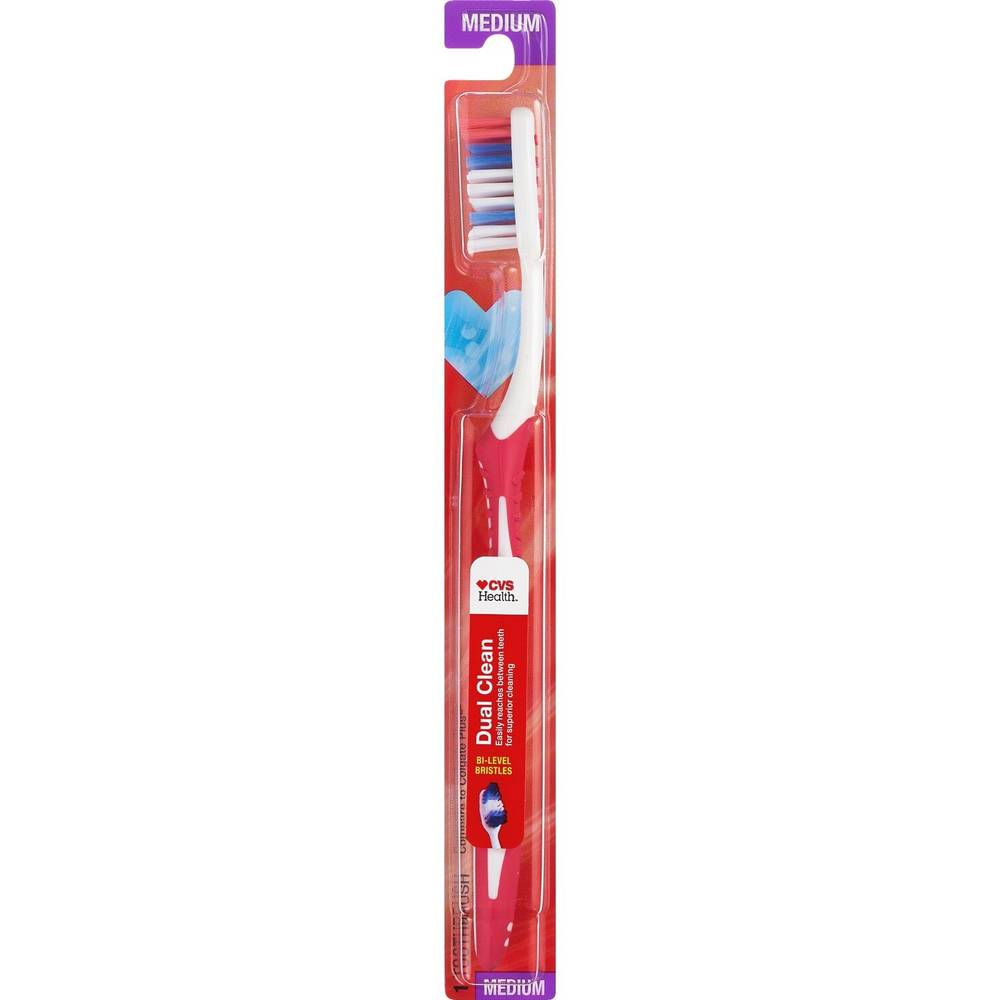 Cvs Health Dual Clean Toothbrush, Medium Bristle, 1 Ct