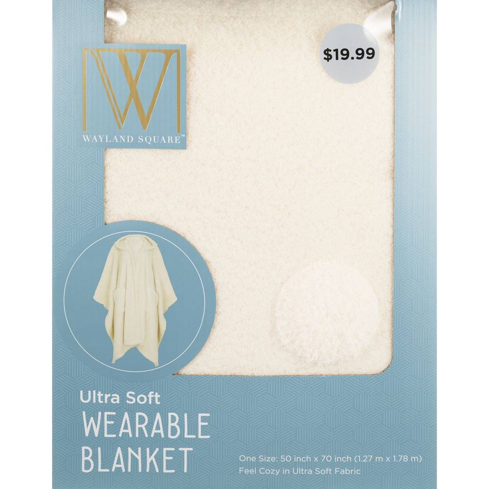 Wayland Square Hooded Throw Blanket, Cream, 50 X 70 In