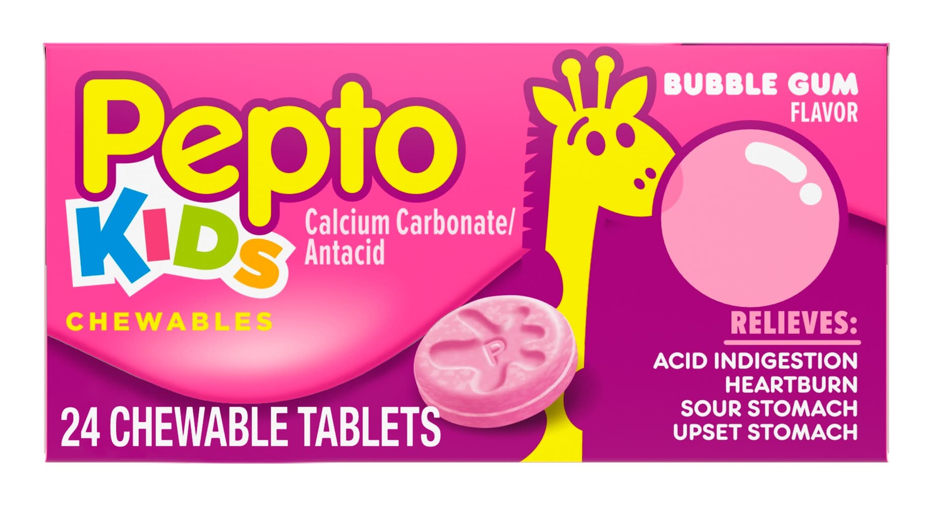 Pepto-Bismol Kid's Chewable Tablets, Bubblegum (24 ct)