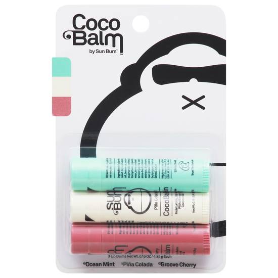 Coco Balm Ocean Mint/Pina Colada/Groove Cherry Lip Balm (3 ct)
