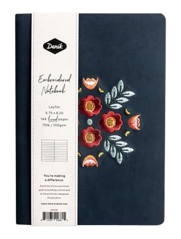 Denik Embroidered Notebook 144 Pages, 5.75x8.25 in
