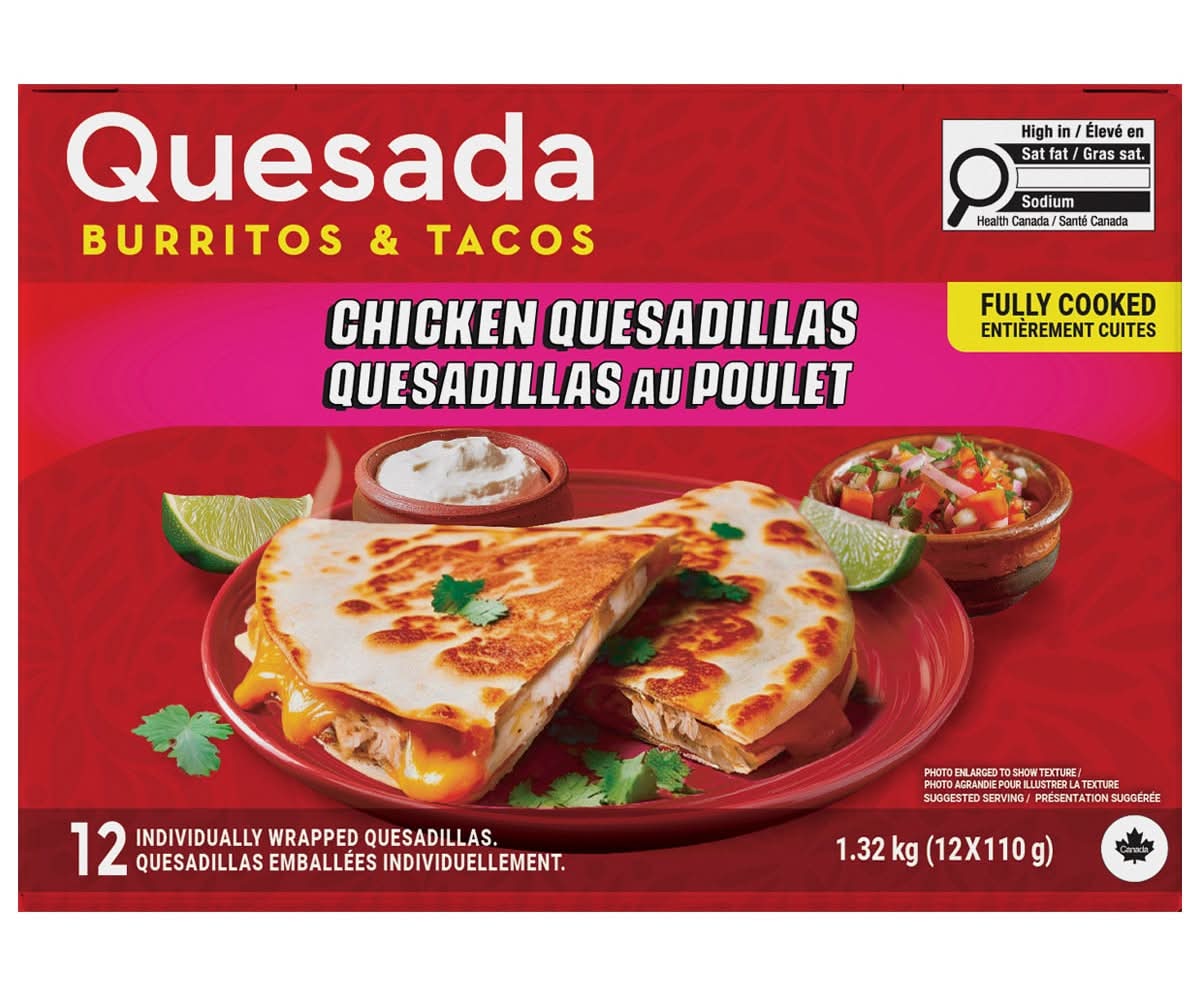 Quesada - Quesadillas Au Poulet, 12 × 110 G / Quesada Chicken Quesadillas, 12 × 110 G
