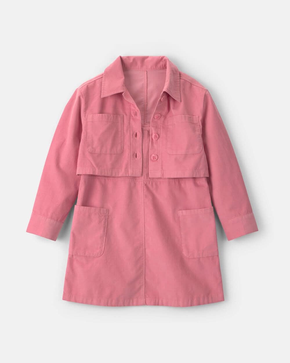 Girls 2-Piece Corduroy Long-Sleeve Jacket & Dress Set - Pink - 6-6X