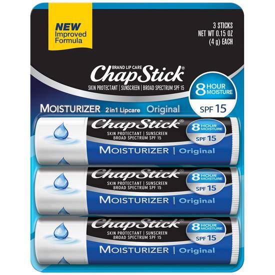 ChapStick Moisturizer Lip Balm Tube, Skin Protectant, Lip Care, SPF 15