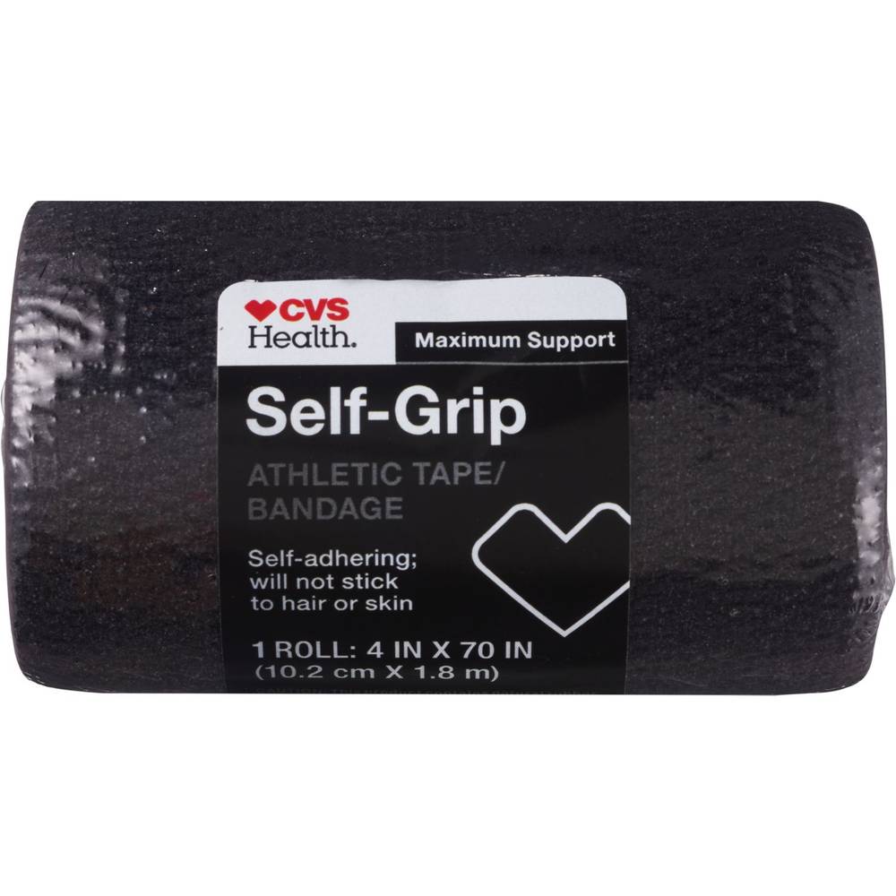 Cvs Health Maximum Strength Self-Grip Athletic Tape, Black, 4In. X 70In.