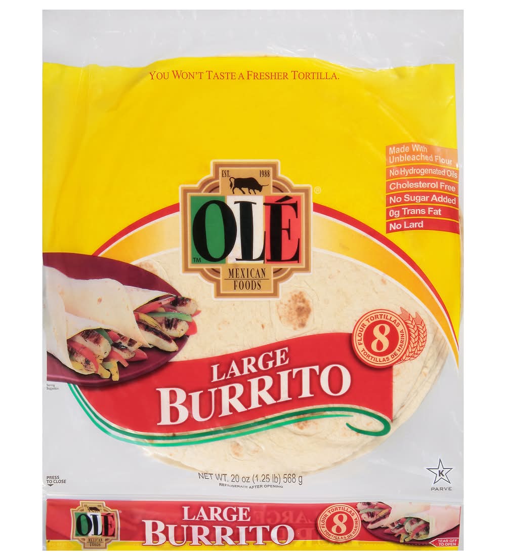Ole Large Burrito Tortilla (20 oz, 8 ct)