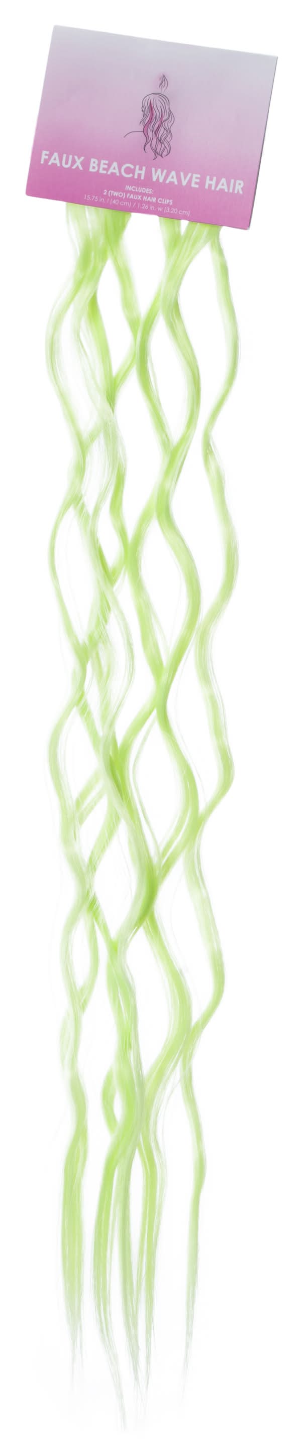Beach Wave Faux Hair Clips 2-Count, 15.75in Lime