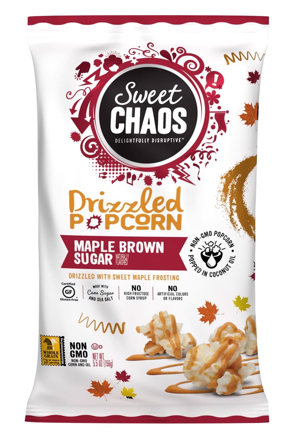 Sweet Chaos Maple Brown Sugar Drizzled Popcorn 5.5 Oz Bagged