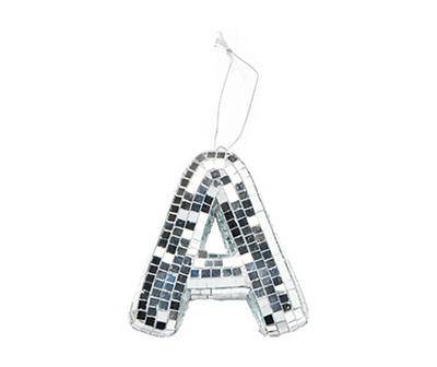 "A" Monogram Silver Mosaic Ornament