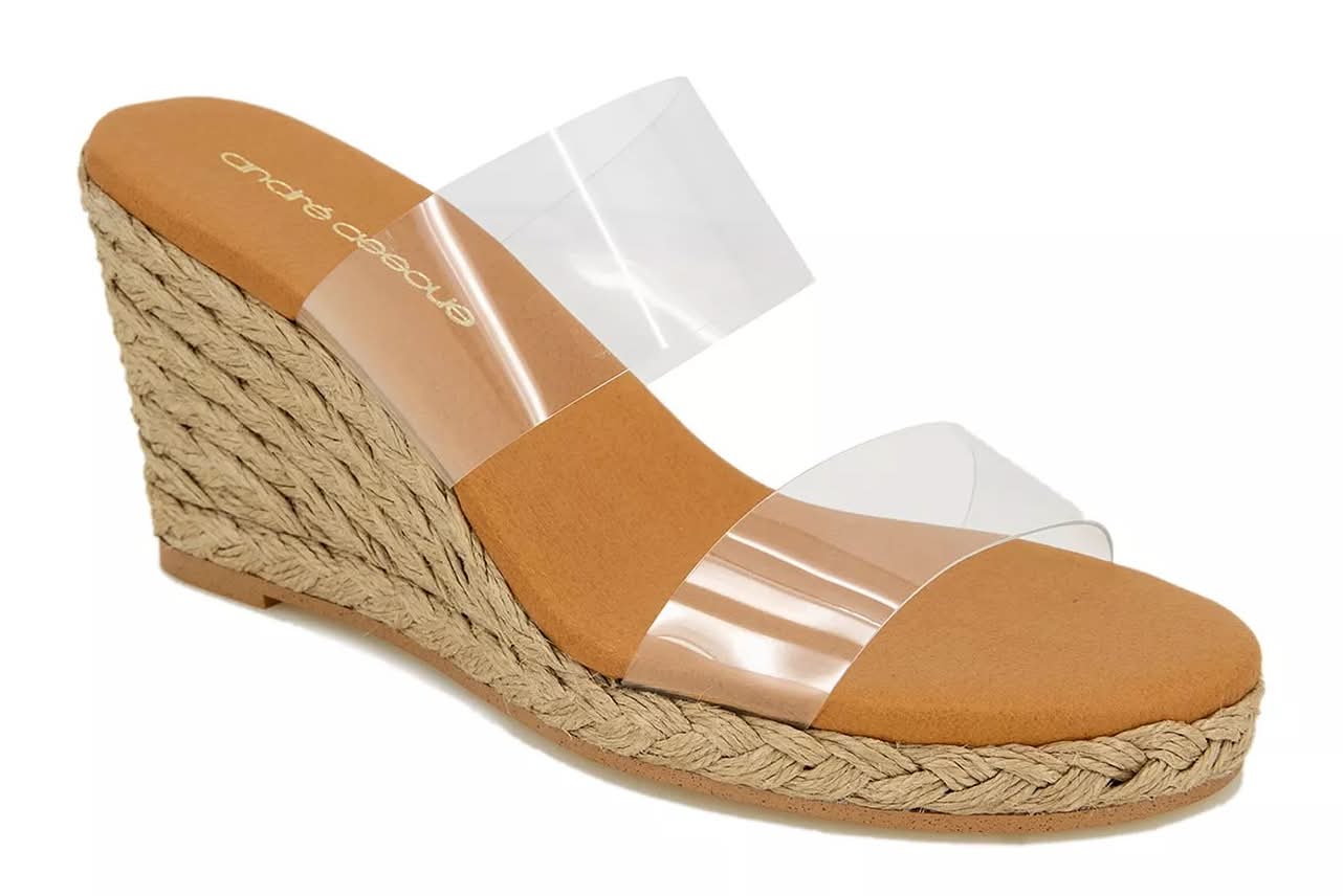 Andre Assous Bella Wedge Sandal (Clear Medium - 9.5)