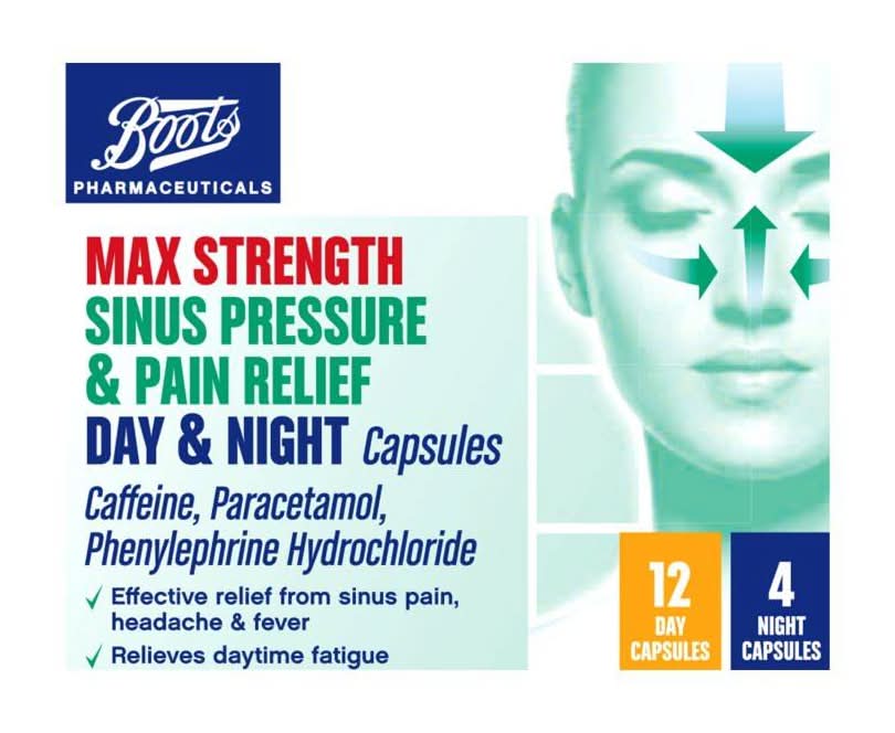 Boots Max Strength Sinus Pressure and Pain Relief Day and Night Capsules (16 pack)