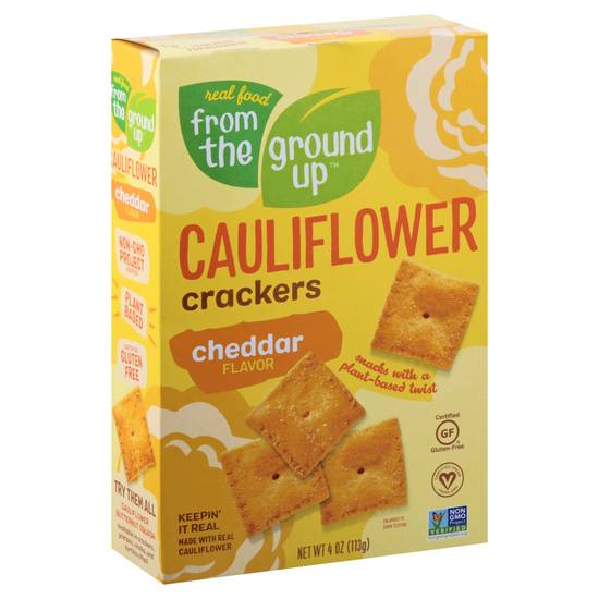 From the Ground Up Vegan Cauliflower Cheddar Crackers