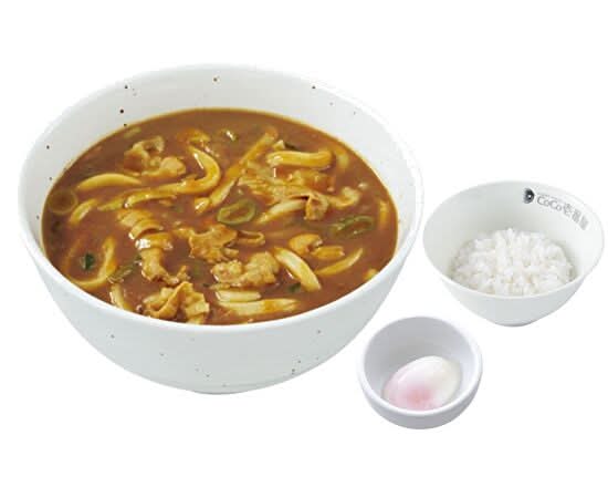 半タマカレーうどん+ライス Curry udon + Rice + Soft boiled egg
