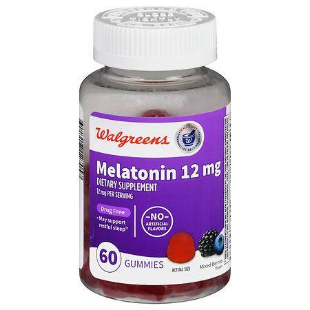 Walgreens Melatonin 12 mg Gummies Mixed Berries (60 ct)