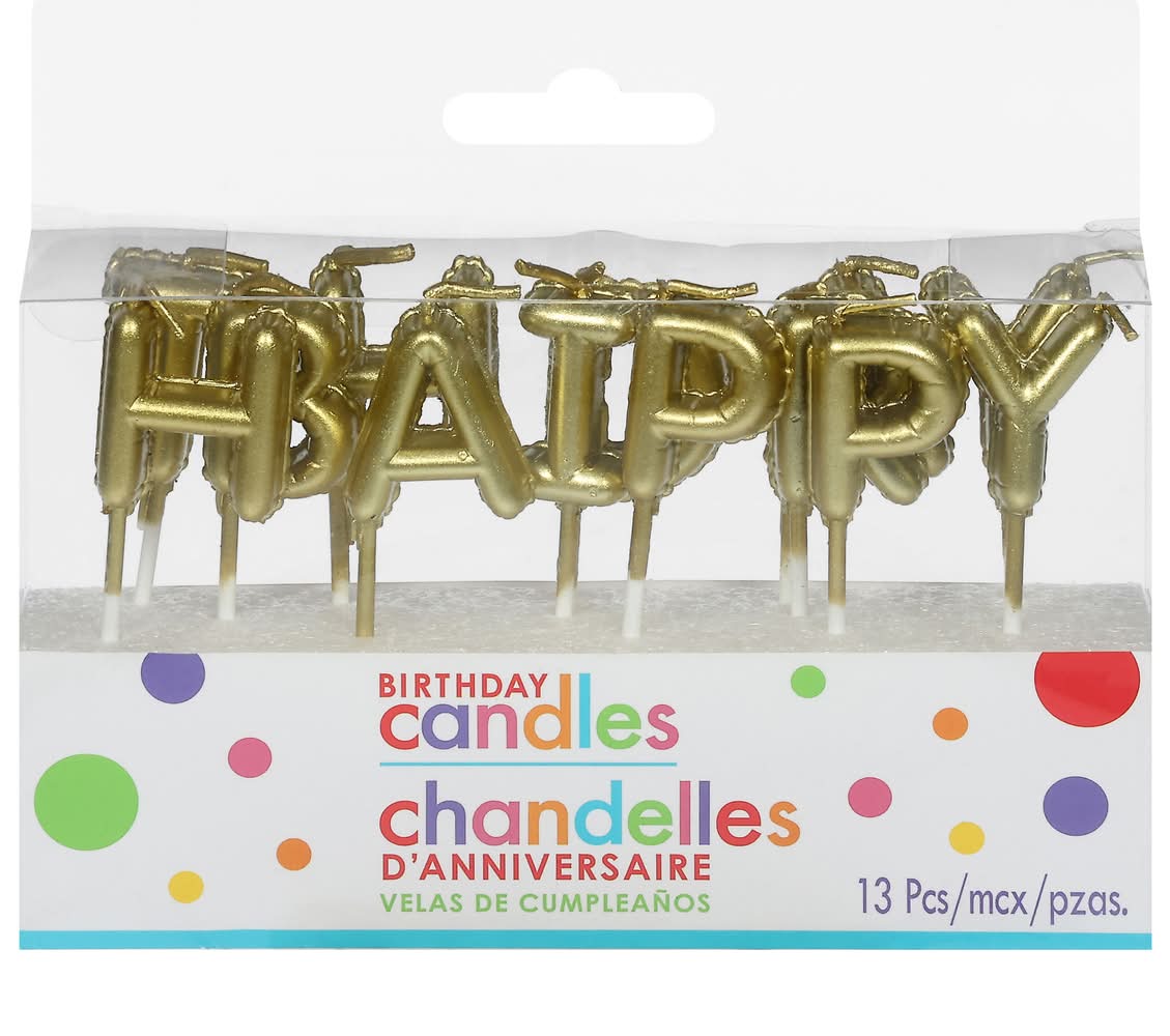 Amscan Happy Birthday Candle Balloon Set, 2.25 in, Gold (13 ct)