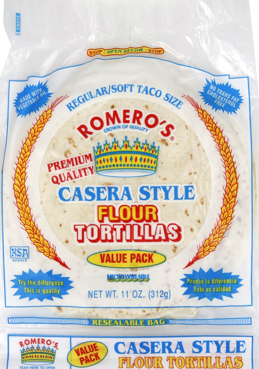 Romero's Casera Style Flour Tortillas (7 oz, 8 ct)