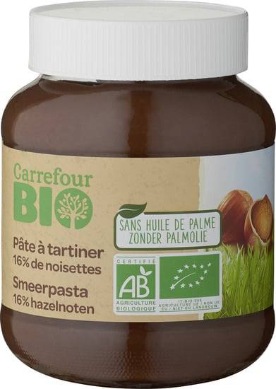 FID - Pâte à tartiner au chocolat  16% noisettes Bio CARREFOUR BIO - le pot de 350g