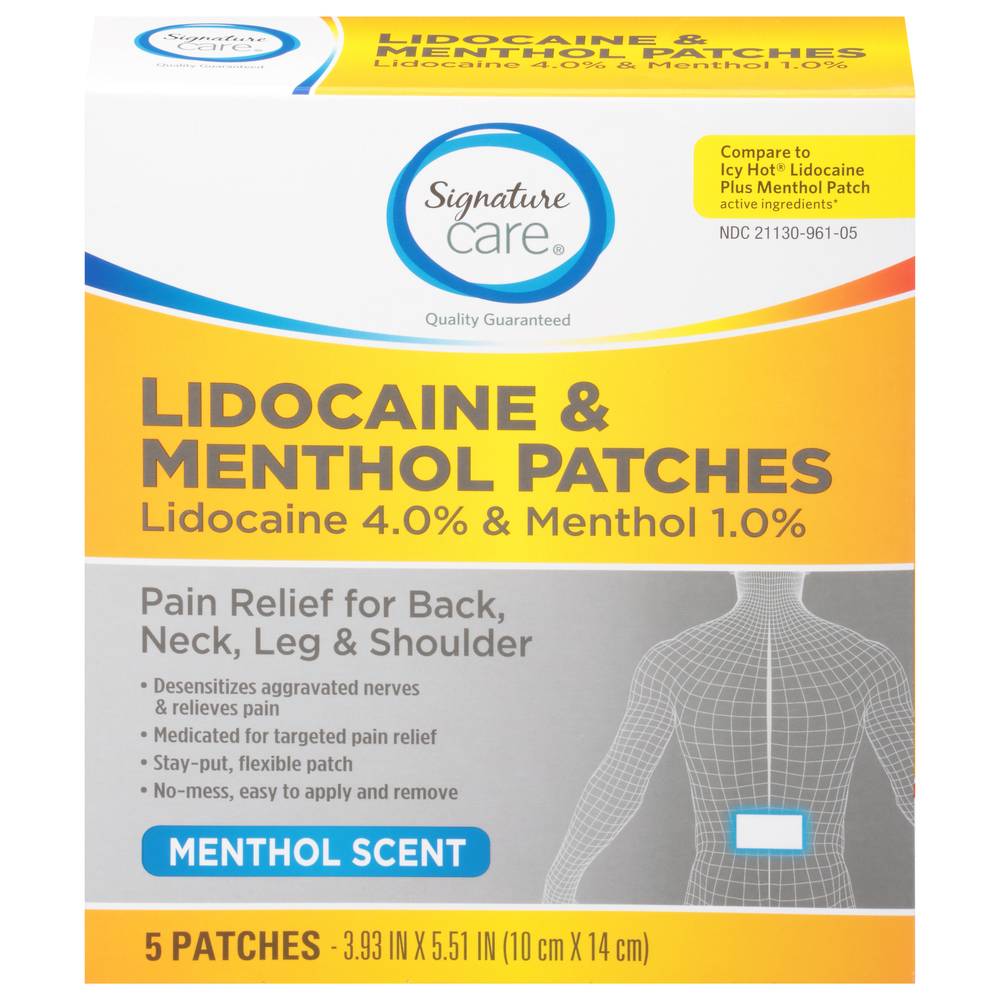 Signature Care Menthol Scent Lidocaine & Menthol Patches (10cm x 14cm)