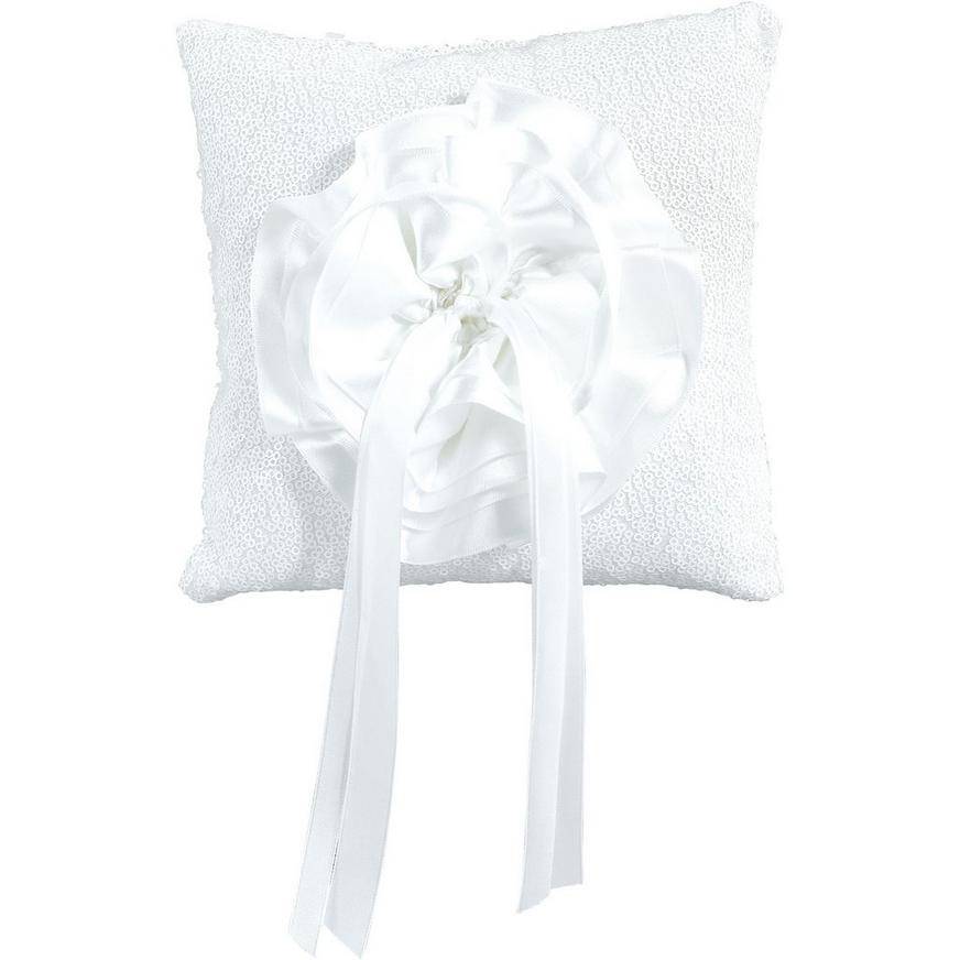 Party City Sequin Ring Bearer Pillow, White