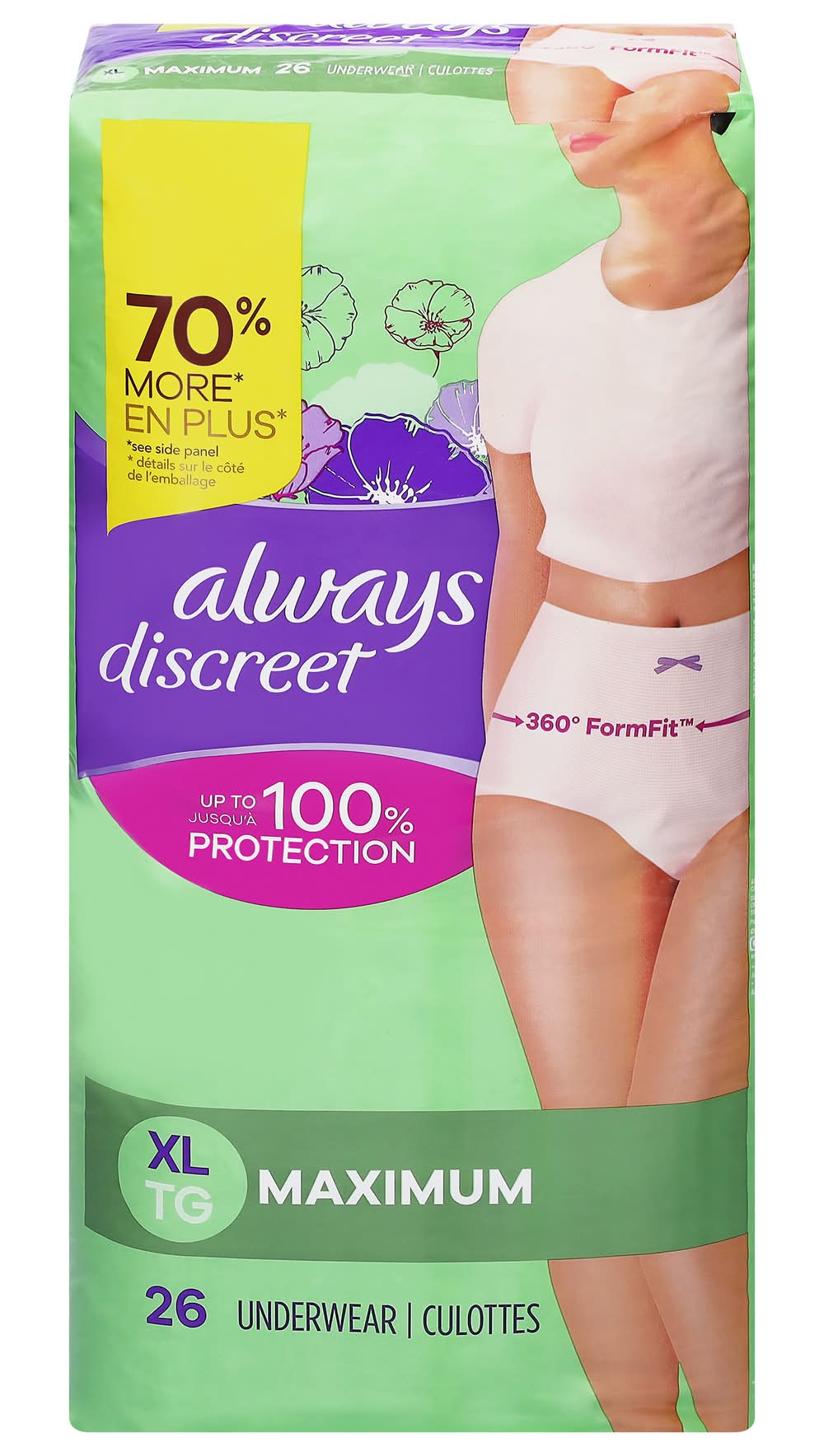 Always Discreet Moderate Long Absorbency Pads, XL (26 ct)