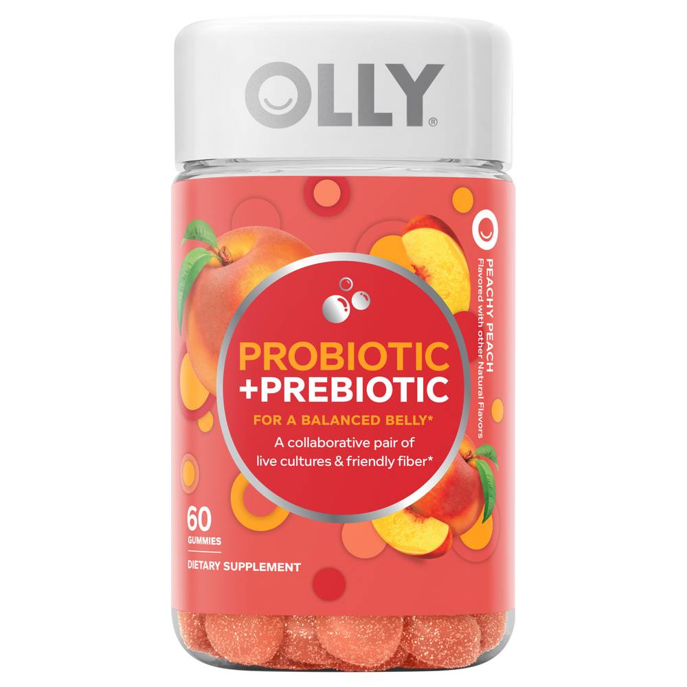 Olly Probiotic + Prebiotic Dietary Supplement Gummies, Peach (60 ct)