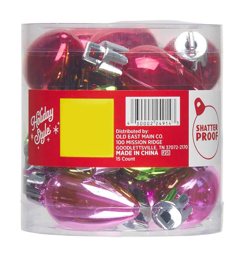 Holiday Style Christmas Mini Ornaments 15 Ct Assorted