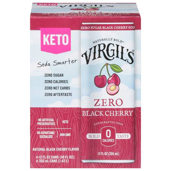 Virgil's Zero Black Cherry Soda (4 pack, 12 fl oz)
