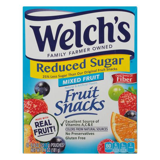 Welch's Fruit Snacks, Mixed Fruit, Reduced Sugar (8 x 0.8 oz)