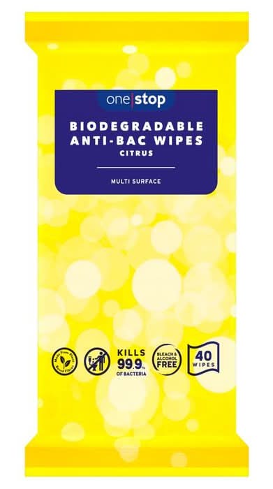 One Stop Citrus, Biodegradable Anti-Bac Wipes (40 pack)