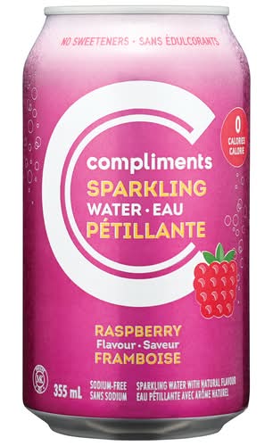 Compliments Sparkling Water, Raspberry (12 x 355 ml)