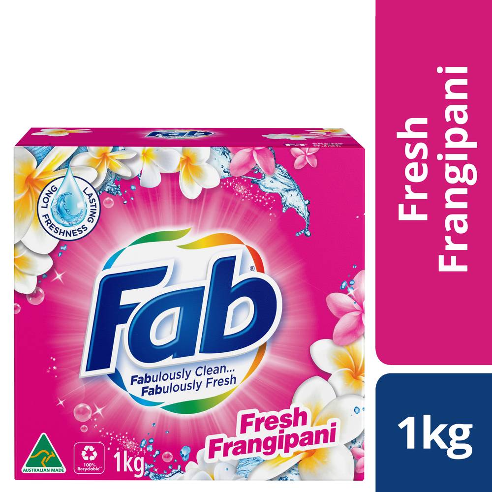 Fab Laundry Powder Detergent, Fresh Frangipani (1kg)