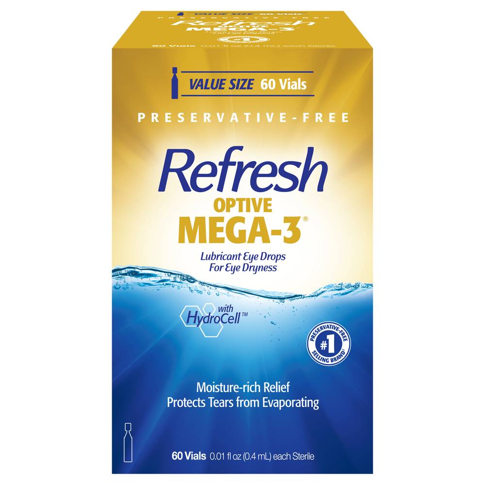 Refresh Optive Mega-3 Preservative-Free Lubricant Eye Drops Vials (60 ct, 0.4ml)