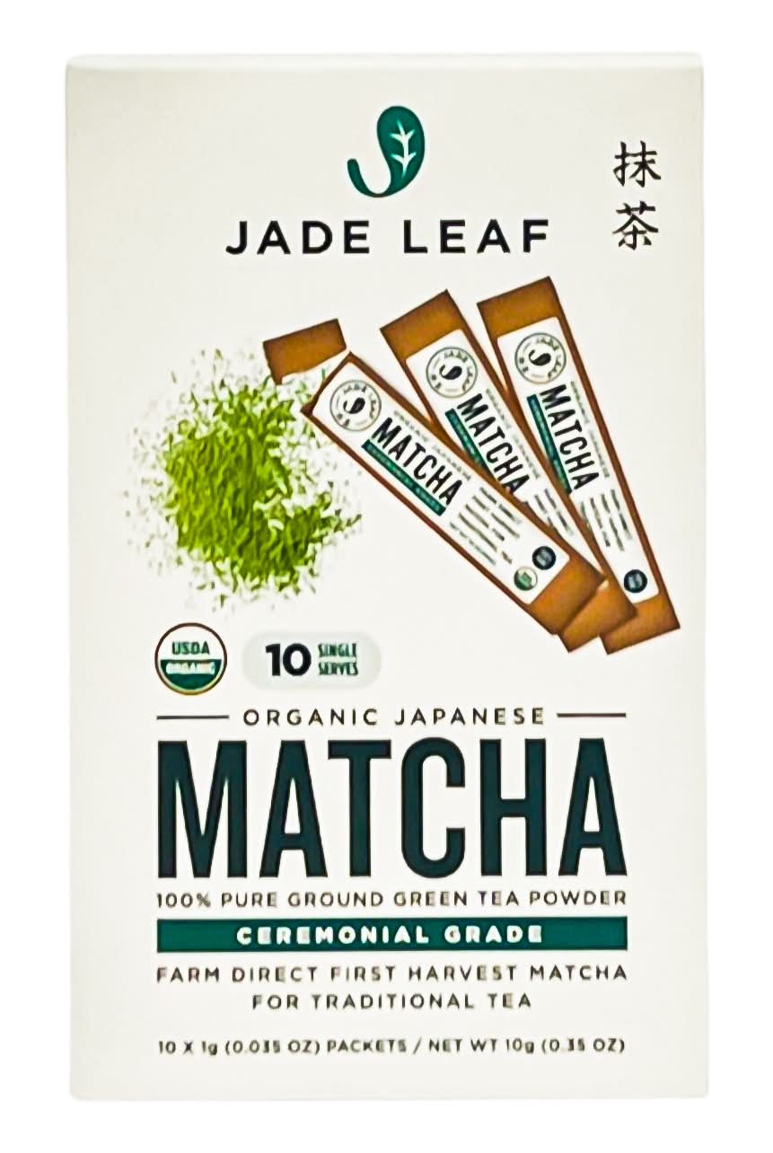 Jade Leaf Ceremonial Grade Matcha Green Tea Single Serve Stick packs (0.03 oz, 10 ct)