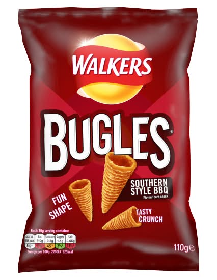Walkers Southern Style Bbq Flavour, Bugles Southern Style Bbq Sharing Snacks Crisps (110g)