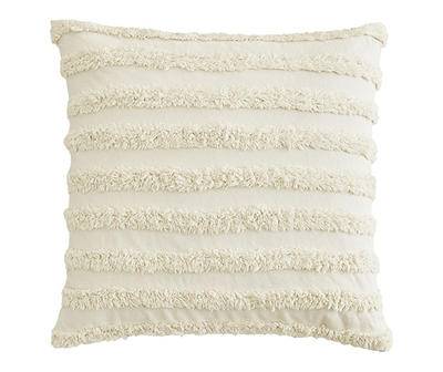 Ivory Tufted Stripe Square Throw Pillow
