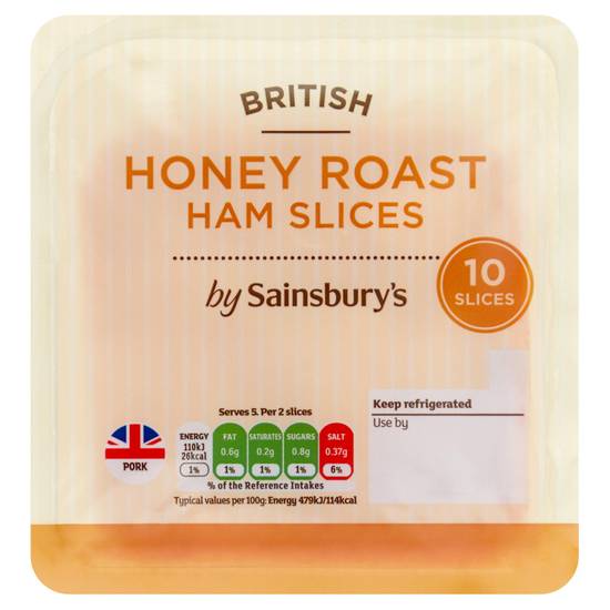 Sainsbury's British Cooked Honey Roast Ham Slices x10 115g