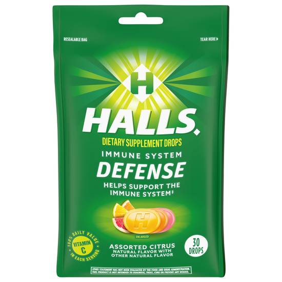 Halls Defense Assorted Citrus Drops (30 ct)
