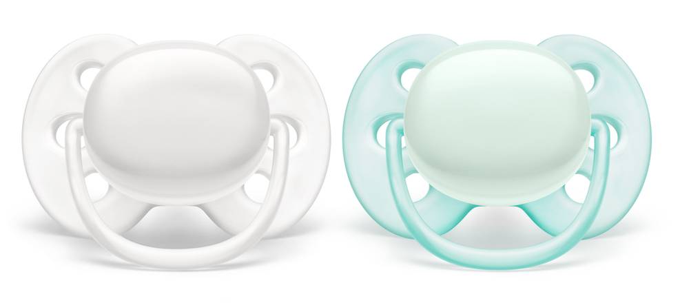 Philips Ultra Soft Pacifier, 0-6 Months (2 ct) (green-arctic white)