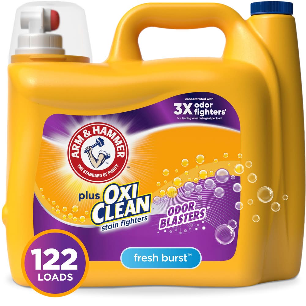 Arm & Hammer Plus Oxiclean Odor Blasters Liquid Laundry Detergent 122 Loads, Fresh Blast (158.6 fl oz)