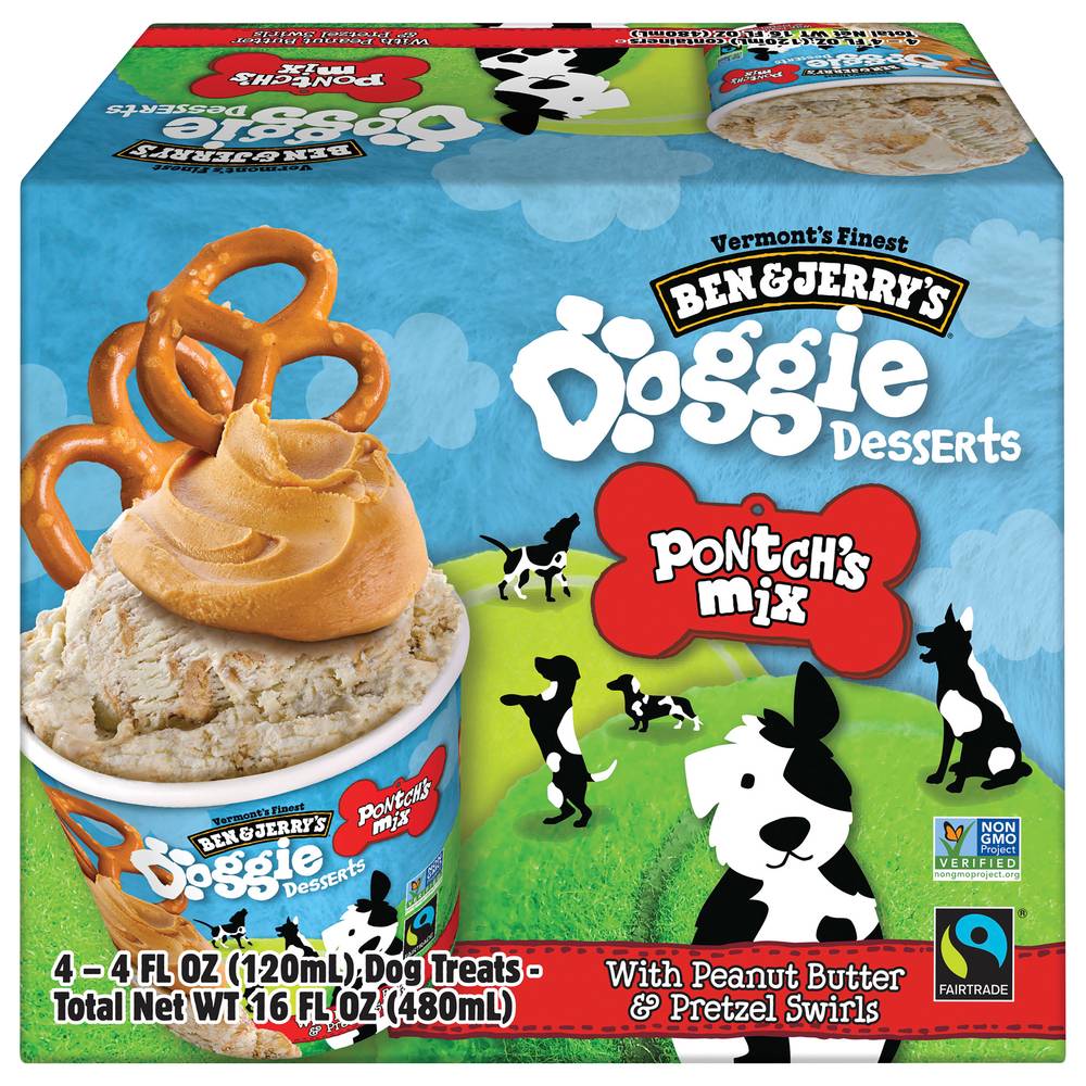 Ben & Jerry's Pontch's Mix Peanut Butter & Pretzel Swirls Doggie Desserts (16 fl oz)