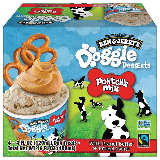 Ben & Jerry's Pontch's Mix Peanut Butter & Pretzel Swirls Doggie Desserts (4 ct)